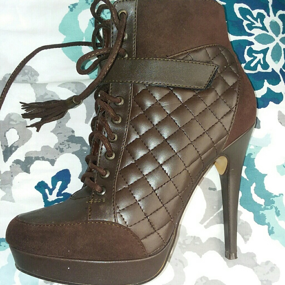 Brown leather and suede booties sz 7 - Picture 3 of 8